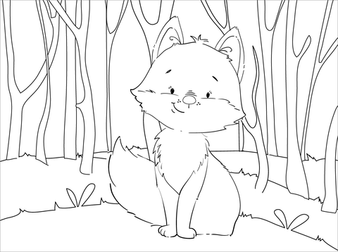 Cute Fox Coloring Page